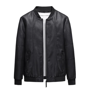 Muška novi modni kožna jakna M-8XL, jakna velike veličine, muška мотоциклетная jakna sa zaštitom od vjetra, kvalitetna jakna-бомбер na munje, muška odjeća