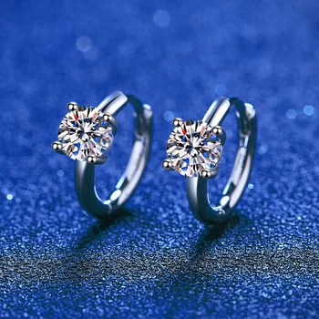 Naušnice-prsten s Муассанитом GRA 18k Premazom 0.5 ct od Муассанита za Žene S925 Silver D Color Diamond Earring Luxury Fine Jewelry Drill Test Pass
