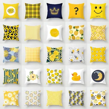 Nova žuta jastučnicu s otisnutim uzorcima Crtić geometrijski dekorativna jastučnica Individualnost Home torbica za диванной jastuci