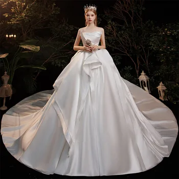 Nove akvizicije, satin vjenčanice bez naramenica, čipka-up straga, online shop Robes De Mariage