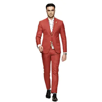 Nove Crvene Muška Odijela, Jakne Slim Fit, 2 komada/Blazer S Hlačama, Službena Poslovna Uredski Muška Odjeća, Odijelo/Monotone Svadba Muška haljina