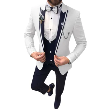 Novi casual moderan muški kostim, u kompletu od tri predmeta (top + prsluk + hlače) Приталенный odijelo mladoženje za svadbene svečanosti, odijelo kum muško odijelo