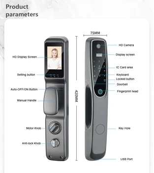 Novi dolazak S907MAX Potpuno automatski Wifi APP Code IC Card ključ od otiska prsta Pametan vrata brava sa vrata pozivom