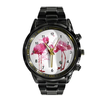 Novi poslovni kalendar, sat sa čeličnim remenom, gospodo geometrijski sat s prikazom životinja flamingo, kvarc moderan ručni sat
