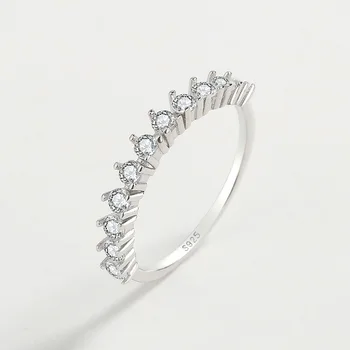 Novi prsten od srebra S925 uzorka, donje japanski i korejski jednostavan geometrijski prsten s dijamantima, donje prsten za zurke, poklon za rođendan