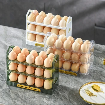 Novi Sanduk za skladištenje jaja, rotirajući na 30 komaraca, 3 sloja, kontejner-organizator za jaja u hladnjaku, kompaktni kuhinjski kontejner-držač za jaja