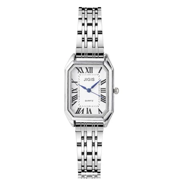 Novi srebrni trendi ženski sat od nehrđajućeg čelika, luksuzni ženski ručni sat Rimski ženske kvarcni sat, poklone, pravokutni sat