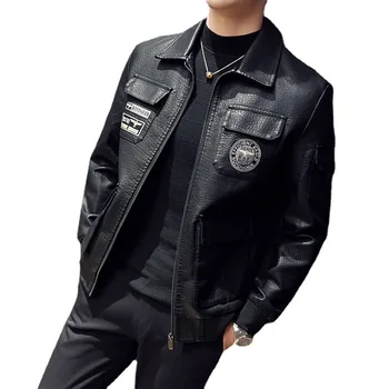 Novi trend, cool мотоциклетная kožna jakna, visoko kvalitetne muške dizajn toplo kožni kardigan u stilu punk
