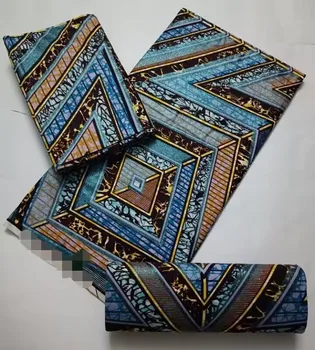 Novi Veliki Afrički Voštani Sjaj Glamour Tkanina Pamuk Ankara Batik Materijal Kvalitetan Pagne Plave Boje Za Šivanje Vjenčanica