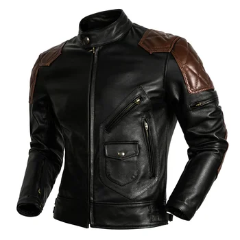 NOVI мотоциклетное kaput, jakna od bičevati, muška odjeća od prave kože, zaštitna maksi muški kaputi za jahanje u stilu мотобайкера