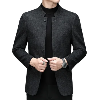 Novo odijelo Jesen-zima, poslovne svakodnevni modni baršunasti odijelo, mladi odijelo Zhongshan, kvalitetne muške blazer sa стоячим ovratnik 4XL