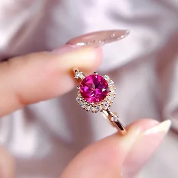 Novo otvoreni prsten u stilu slavne osobe s crvenim корундом, donje jednostavno темпераментное modni prsten s punim dragulj