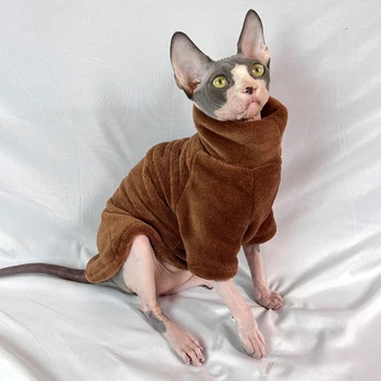 Odjeća Sphynx od mekog pamuka, topla debela košulja za mačića bez vune Devon Rex Cornish Rex