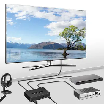 Odličan аудиоконвертер crne boje, visoke rezolucije za brzi prijenos podataka koji je kompatibilan sa HDMI audio razdjelnik 1080P 4K SPDIF 3,5 mm