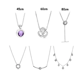 Ogrlica od 925 sterling srebra sa dvostrukim srcem, lanac s dijamantima i ovjes u obliku шестиугольных saća, Poklon za majčin Dan