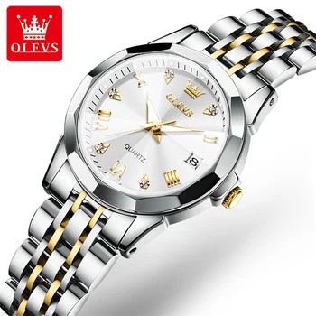 OLEVS Trendi ženski sat najbolji brand Luksuznih, Datum, sjajni čelik narukvica, ženske kvarc vodootporan sat Reloj Mujer