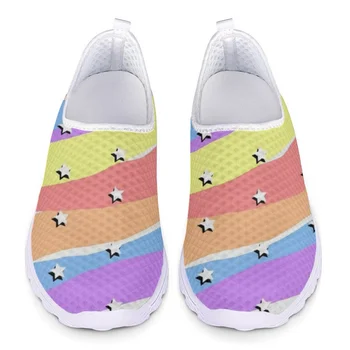 Originalna obuća ravnim cipelama sa šarenim dizajnom u obliku zvijezde, udoban prozračna ženske tenisice za trčanje, jednostavna sportska obuća iz mreže