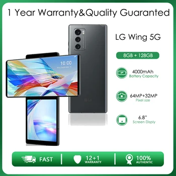 Originalni Разблокированный smartphone LG Wing 5G s jedne/dvije Sim kartica 8 GB ram-a + 128/256 GB Восьмиядерный 64-megapikselni 6,8 