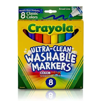 Periva markeri Crayola Ultra Clean, Različitih boja, 8 računati, Široka linija 58-7808 / Tanka linija 58-7809