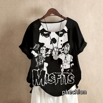phechion/ ženske modne majice s 3D ispis Misfits, svakodnevne ljetne majice s okruglog izreza, free t-shirt kratki rukav, ženske bluze H13