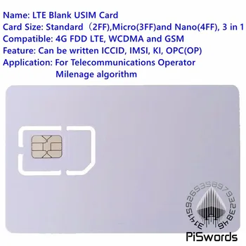 Piswords SIM kartica USIM 4G LTE GSM WCDMA, kao i mini nano-mikro, s mogućnošću snimanja, programabilni SIM kartica operatera na algoritmu Milenage