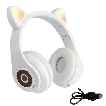 Poklon školski ABS s led pozadinskim osvjetljenjem, ergonomski laptop, stereo prijenos glazbe HIFI, Sklopivi prijenosne bežične slušalice s mačka neko ušima