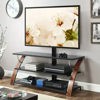 Postolje za televizor s ravnim ekranom 3 u 1 za televizore dijagonale do 65 cm, smeđe-višnje, ugljen