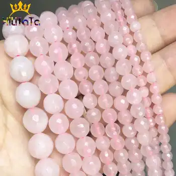 Prirodne Cut-Perle Od Ružičaste Kristala, Krug Slobodnih Perle Za Izradu nakita 