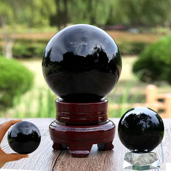 Prirodni Crni opsidijan Opseg Velika Kristalna Kugla Liječeći Dragulj 30 mm/40 mm/50 mm Home Dekor