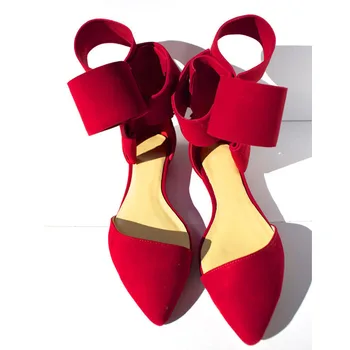 Proljeće slatki debeli Traka luk gležanj remen ravne cipele jesen cipele Ženske leptir čvor oštar nos apartmani u rasutom stanju