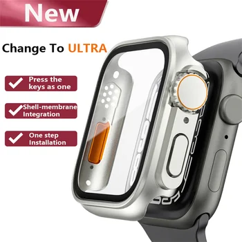 Promijeniti izgled na Ultra tela za Apple Watch 45 mm 44 mm 40 mm 41 mm od kaljenog stakla za Iwatch 8 7 5 4 6 SE Nadograditi na Ultra
