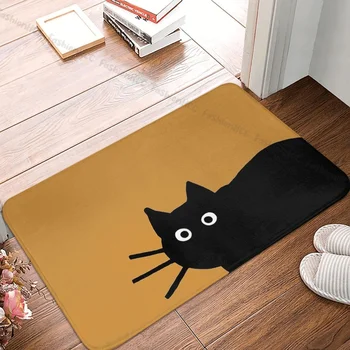 Protuklizni tepih za dnevni boravak, crna mačka, tepih na podu, mat ulaznih vrata, dekor sobe