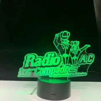 Radio AC Los Compadres 3d lampa Patty Lampe za Akril Kreativni Dekor spavaca Soba Spavanje Led noćno svjetlo Poklon