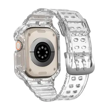 Remen za Apple Watch Ultra Band 49 mm Pribor Transparentno sportska silikonska narukvica + zaštitni branik torbica iwatch 49 mm