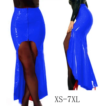 S-7XL, нерегулярная klupska odjeća od PVC-a, бандажные suknje, ženske uske suknje s visokim strukom munje sprijeda, sirena, kratka suknja sprijeda i duga suknja nepravilnog oblika straga