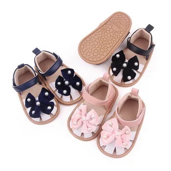 Sandale za novorođene djevojčice, cipele princeza, ljetne sandale s жемчужным lukom za djecu, cipele od umjetne kože