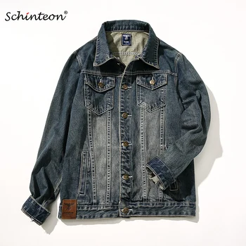 Schinteon, jesenski muška traper jakna veličine plus, odjeća vrhunske kvalitete, moderan slobodne svakodnevne jakne M-7XL, kaubojske
