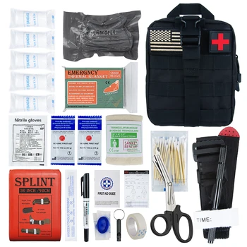 Set za preživljavanje Prva Pomoć Sanke Rescue, Taktički torbica IFÁK, Komplet za Kampiranje s 45 Predmetima Hitne Pomoći za vojne Hitne slučajeve na otvorenom