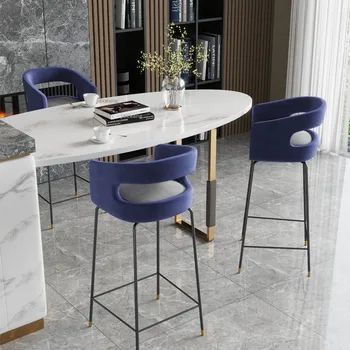 Skandinavski kreativni bar stolica, dizajn moderan bar stolica sa naslonom, minimalistički kuhinja bar, kafić, jednostavan luksuzni stolica s visokim nogama CN