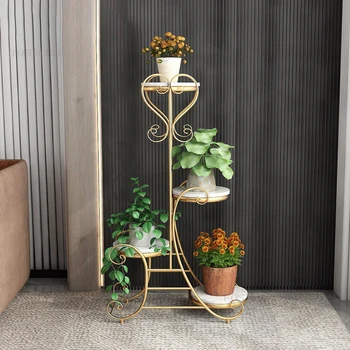 Skandinavski krivotvorenih police za biljke u dnevnoj sobi, kreativna stalka za cvijeće na balkonu, Moderan minimalistički stalak za saksije u hostelu
