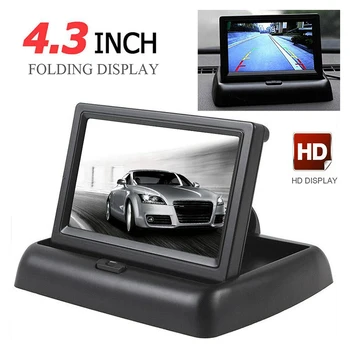 Sklopivi auto-monitor za vožnju unazad s 4,3-inčnim TFT-LCD-screen HD Auto-monitor za parkiranje unazad, 2-kanalni video sa 8 led kamera