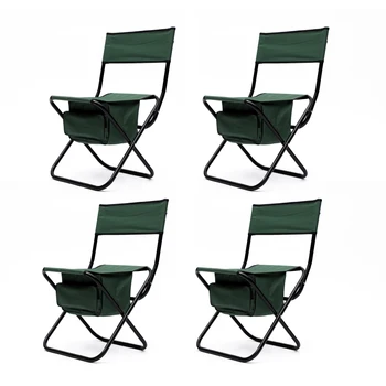 sklopivi ulični stolica od 4 predmeta s torbicom za pohranu, Prijenosni stolica za prostor za kampiranje na otvorenom, izlete i ribolov, zelena