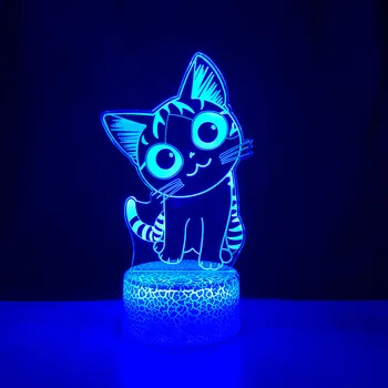 Slatka 3D noćno svjetlo s mačkom, dječje led žarulja s mačkom, Slatka USB Akril naočale, stolni noćno svjetlo za djecu, dar, Dekor za spavaću sobu, lampa