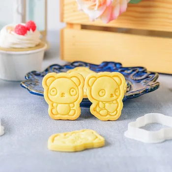 Slatka Oblik s alatom u obliku životinje, Crtani obrazac za kolačiće s Panda, uradi sam, 3D Konferenciji za pecivo, pečat, Kalupi za izradu šećera u prahu, kuhinjske alate