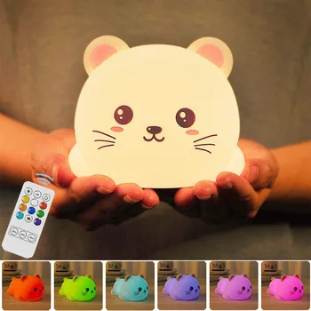 Slatka Silikon mačka, led noćno svjetlo s touch senzor, 7 boja, Punjiva lampa za spavaće sobe s podesivim svjetline, lampe za dekor, Dječji darovi