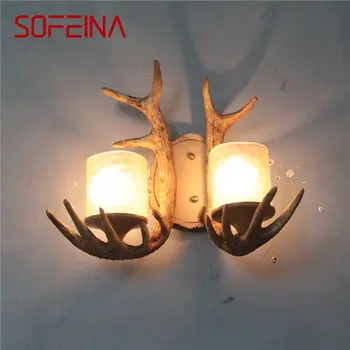 SOFEINA Klasicni Jelenji Rog Led zidna svjetiljka za hodniku, kreativni noćni lampa-bra, Dekoracija za Dom, Dnevni boravak