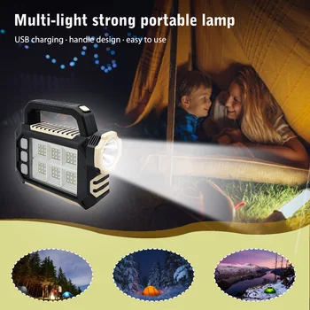 Solarna Led Svjetiljka Dugih svjetala, USB Punjenje 1200 mah Prijenosni Lampa Baklje 3 Izvora Svjetlosti velike Snage Vodootporan za Vanjsku