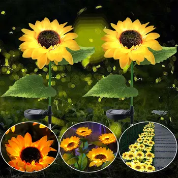 Solarni zemaljska svjetla Sunflower Vrt vanjske solarni led svjetla Vodootporne led solarna lampa za uređenje vrta, travnjaka pjesme