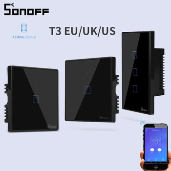 SONOFF TX T3 EU/Uk/SAD Pametan Zidni Touch Prekidač 1/2/3 Bande 433 Mhz RF Wifi/Voice Daljinski Upravljač Smart Switch Posao za Alexa/Google