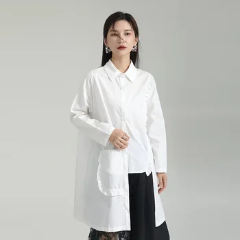 SuperAen/ нерегулярная košulja s dugim rukavima, proljeće-ljeto 2023, korejski dizajn je slobodan dugačka košulja za žene